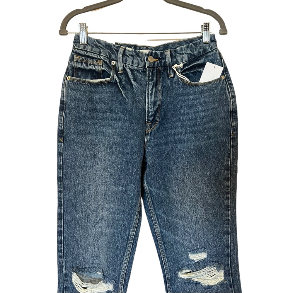Good American Good 90s Slim Ripped Knee Straight Jeans in Indigo061 (6) - Picture 7 of 13